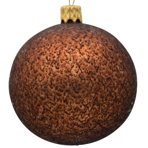 Visuel 1 du produit Boule de Noël en verre brun pailleté - Ø 7 cm