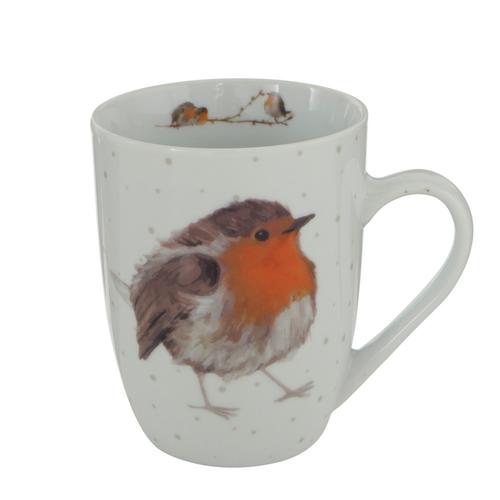 Visuel 3 du produit Mug en porcelaine blanche avec rouge gorge Robin - 330 ml