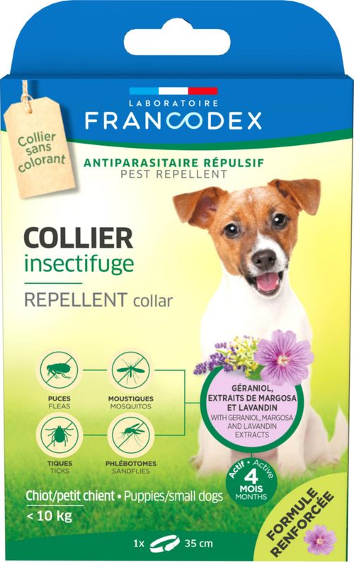 Visuel 1 du produit Collier insectifuge pour chiot et petit chien coloris blanc Francodex - Ø 35 cm