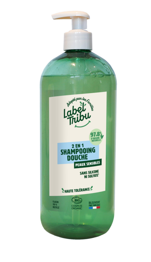 Visuel 1 du produit Shampooing douche 2 en 1 bio pour peaux sensibles Label Tribu - 1 L