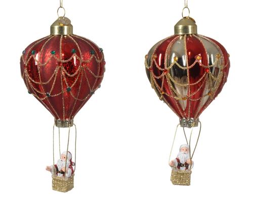 Visuel 1 du produit Montgolfière à volutes pailletées en verre bordeaux - Ø 7,5 cm