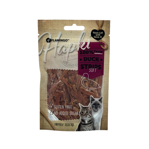 Visuel 1 du produit Friandises pour chat Hapki canard doux lamelles Flamingo - 50 g