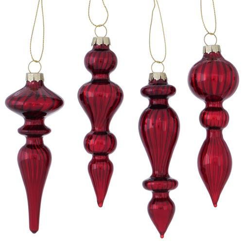Visuel 1 du produit Pendentif de Noël en verre laqué bordeaux Brilea - Ø 4 x H 12 cm
