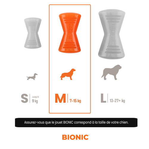 Visuel 2 du produit Jouet pour chien en caoutchouc coloris orange os Bionic - Taille M