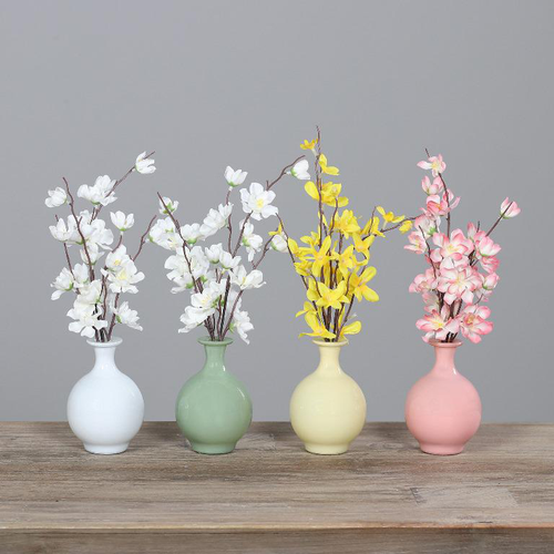 Visuel 1 du produit Bouquet de branches florales artificielles dans vase - 30 cm