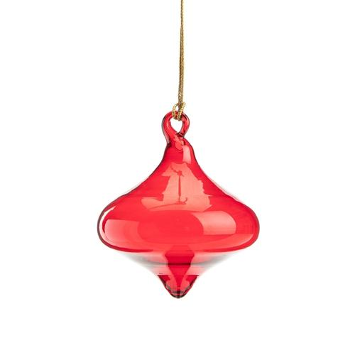 Visuel 1 du produit Boule forme goutte en verre rouge transparent - 8,5 x 8 cm