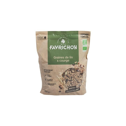 Visuel 1 du produit Muesli croustillant graines de lin et courge bio Favrichon - 900 g