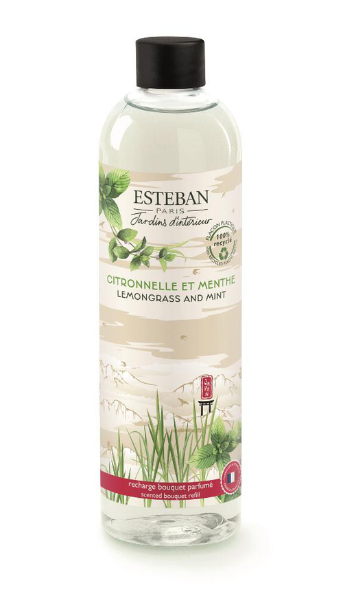 Visuel 1 du produit Recharge pour bouquet parfumé et diffuseur Esteban parfum Citronnelle et menthe - 250 ml