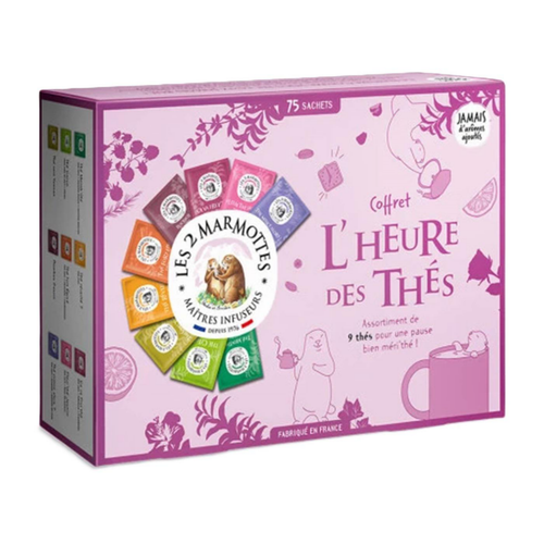 Visuel 1 du produit Coffret l’heure des thés bio Les 2 Marmottes - 75 sachets