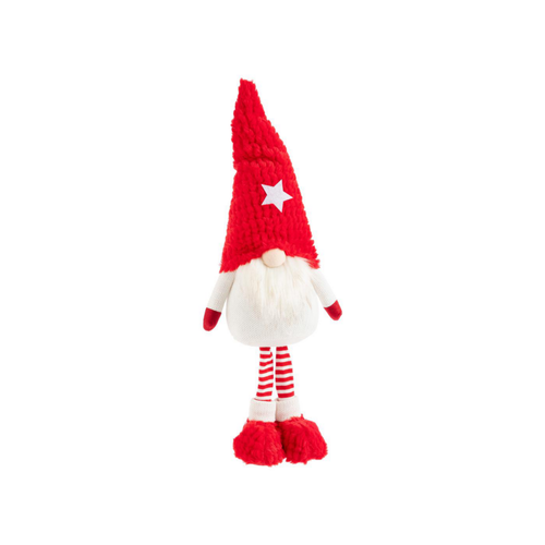 Visuel 1 du produit Gnome rouge et blanc debout avec bonnet étoile petit modèle - 57 cm