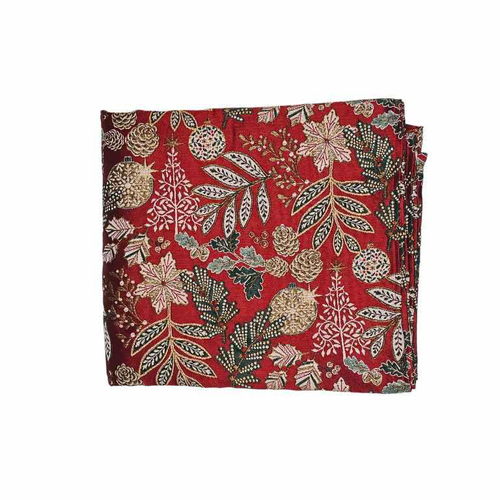 Visuel 1 du produit Nappe décorative Lueur coloris rouge en coton - 150 x 300 cm