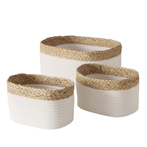 Visuel 1 du produit Panier en coton et osier naturel Loana taille M - 20 x 14 x 13 cm