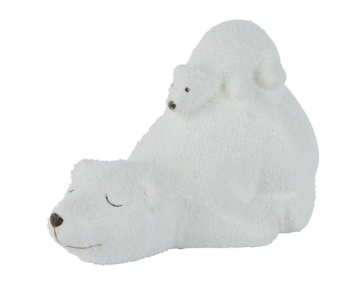 Visuel 1 du produit Ours polaire avec bébé en terre cuite blanc - 8,5 x 14,7 x 8,5 cm