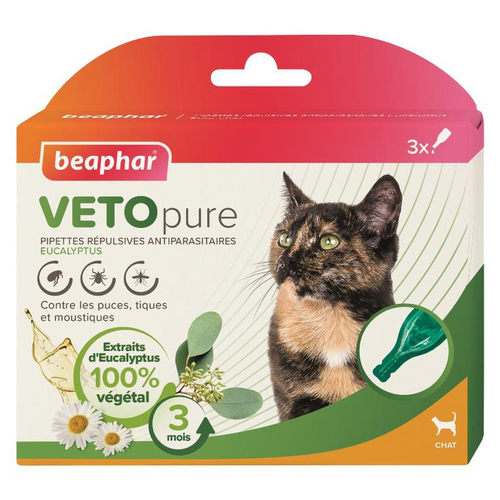Visuel 1 du produit Pipettes antiparasitaires pour le chat coloris blanc VETOpure Beaphar – 3 x 1 ml