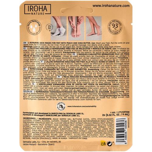 Visuel 2 du produit Masque réparateur pour les pieds à la pêche et au beurre de karité Iroha Nature