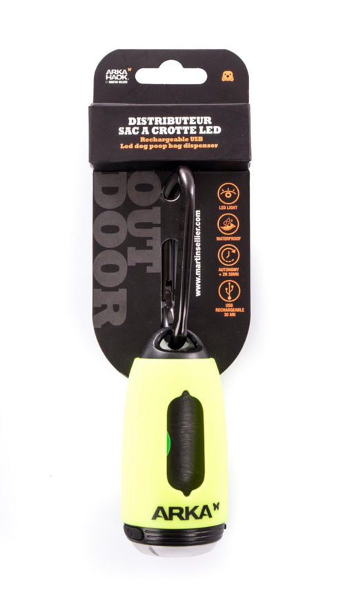 Visuel 1 du produit Distributeur de sacs à crottes coloris jaune LED Martin Sellier - 10 x 4,5 cm