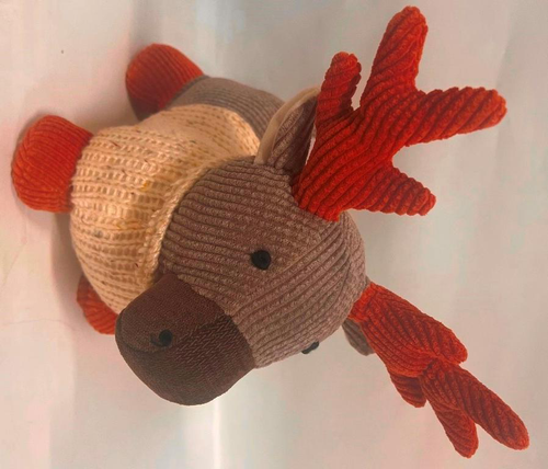 Visuel 1 du produit Cale-porte forme cerf gris et rouge en polyester