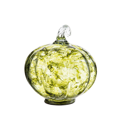 Visuel 1 du produit Suspension décorative citrouille coloris vert en verre - 16 x 15 x 5 cm