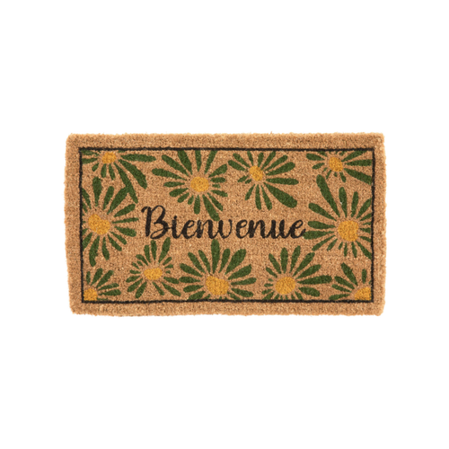 Visuel 1 du produit Paillasson en fibre de coco avec marguerites Bienvenue - 72 x 40 cm