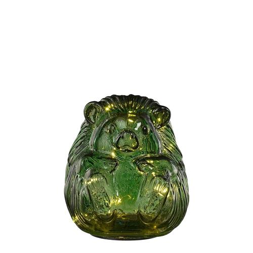 Visuel 1 du produit Hérisson décoratif en verre vert à 10 LED - Ø 12 x H 14 cm