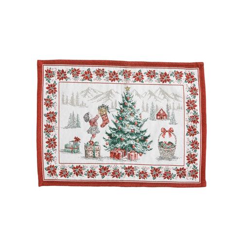 Visuel 2 du produit Set de table en coton et polyéthylène blanc à motif de Noël rouge Chorale - 50 x 35 cm