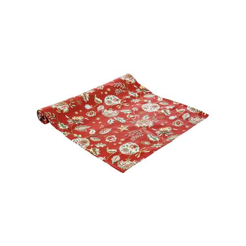 Visuel 1 du produit Chemin de table en coton et polyéthylène bordeaux à motifs Noël Asana - 150 x 50 cm
