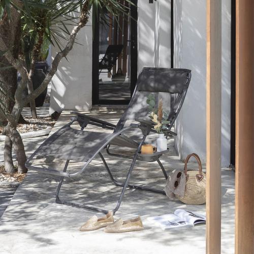 Visuel 4 du produit Fauteuil relax en tube acier titane et toile Batyline Graphite Lafuma Futura - 71 x 83 x 113 cm