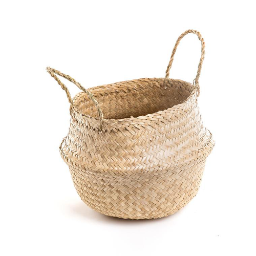 Visuel 1 du produit Panière jacinthe d’eau naturelle avec anse - Ø 25 x H 30 cm