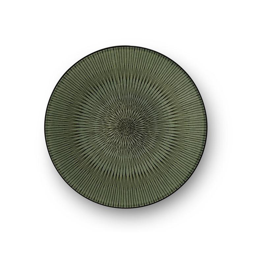 Visuel 1 du produit Assiette à dessert en grès Hypnose coloris vert et noir - Ø 20,5 cm