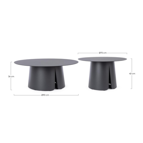 Visuel 2 du produit Set de 2 tables basses en aluminium anthracide Bizzotto Bryan