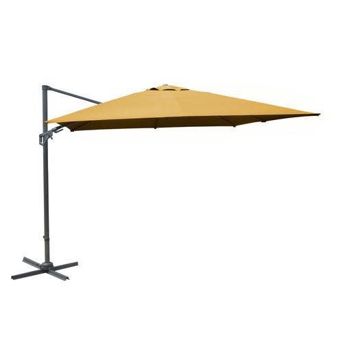 Visuel 1 du produit Parasol déporté rotating orientable en aluminium et toile polyester jaune curry - Ø 300 cm