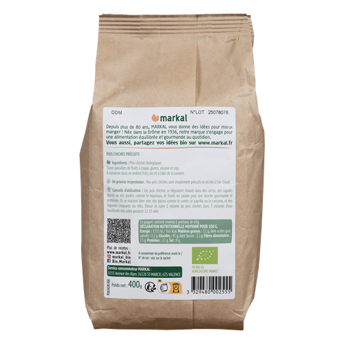 Visuel 2 du produit Pois chiches bio cuisson rapide Markal - 400 g
