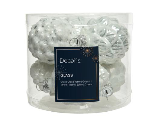 Visuel 1 du produit Boîte de 6 pommes de pin en verre blanc d’hiver - Ø 5 x H 7 cm
