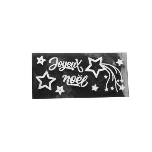 Visuel 1 du produit Décoration de Noël sticker floqué Joyeux Noël en PVC coloris blanc - 23 x 49 cm