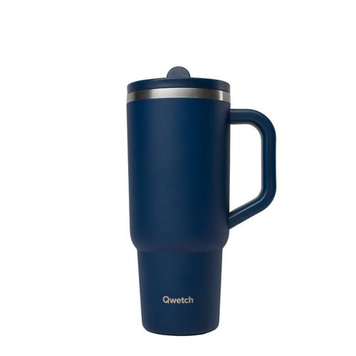 Visuel 1 du produit Travel cup isotherme en inox avec bouchon étanche Qwetch Matt bleu nuit - 900 ml