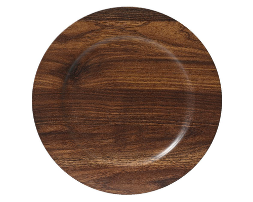 Visuel 1 du produit Assiette décorative en polypropylène aspect bois brun - Ø 33 cm