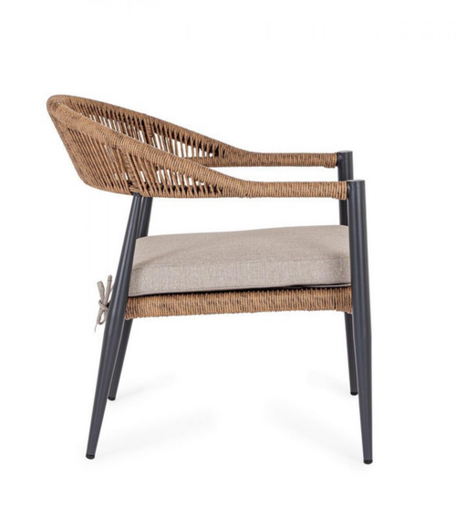 Visuel 7 du produit Fauteuil empilable anthracite et naturel, aluminium et résine, BIZZOTTO JANDIA