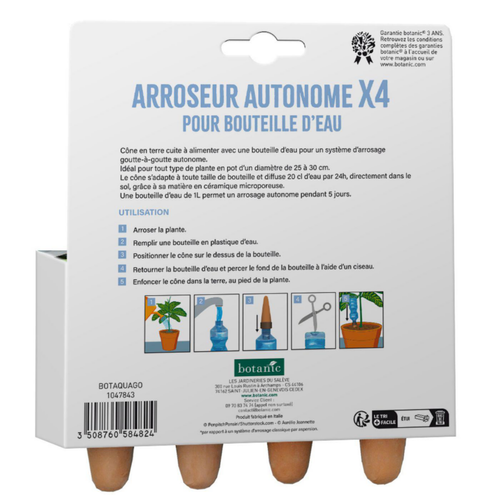 Visuel 2 du produit 4 Arroseurs autonomes en céramique botanic® pour bouteille d'eau - Idéal pots Ø 15 à 25 cm