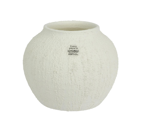 Visuel 1 du produit Vase rond en terre cuite blanc - Ø 20 x H 16 cm