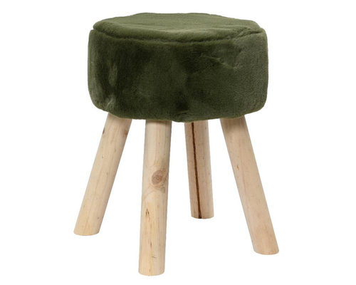 Visuel 1 du produit Tabouret fausse fourrure coloris vert en polyester - Ø 30 cm