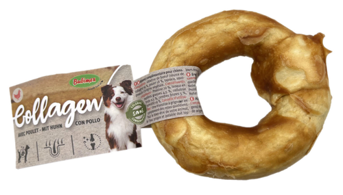 Visuel 1 du produit Friandise à mâcher pour chien en vrac donut de collagène au poulet Bubimex – Ø 8 cm – Prix à la pièce
