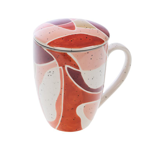 Visuel 1 du produit Mug avec filtre en grès coloré rouge et rose Elena - Ø 9 x H 13 cm