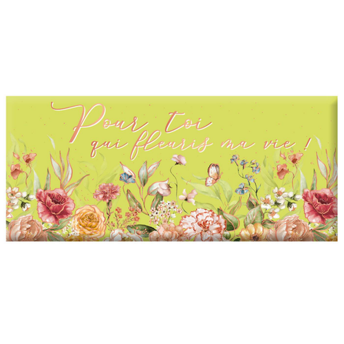Visuel 1 du produit Mini tablette chocolat lait « Pour toi qui fleuris ma vie » Art Grafik - 30 g