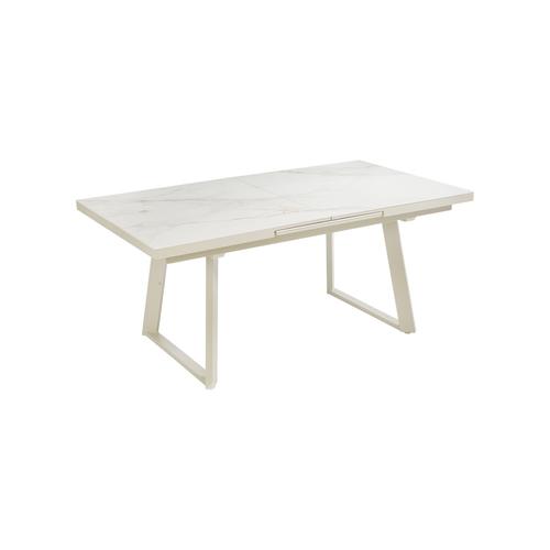 Visuel 1 du produit Table Malo avec allonge automatique coloris beige en aluminium et céramique - 180/240 x 100 cm