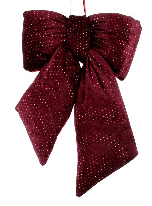 Visuel 1 du produit Nœud en velours rouge pailleté Fluffy grand modèle - 30 x 36 cm