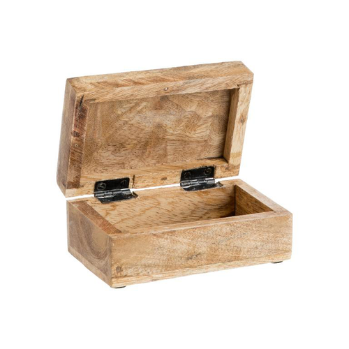 Visuel 3 du produit Boîte en bois de manguier à décor floral pêche grand modèle - 20 x 15 x 10 cm