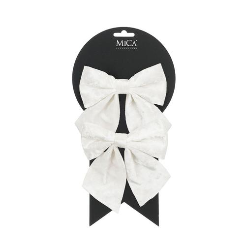 Visuel 1 du produit Ensemble de 2 nœuds en velours blanc - 12 x 13 cm