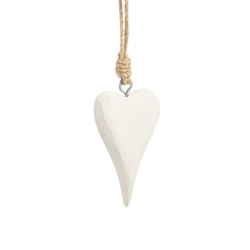 Visuel 1 du produit Suspension cœur en bois blanc - 7 x 10 cm