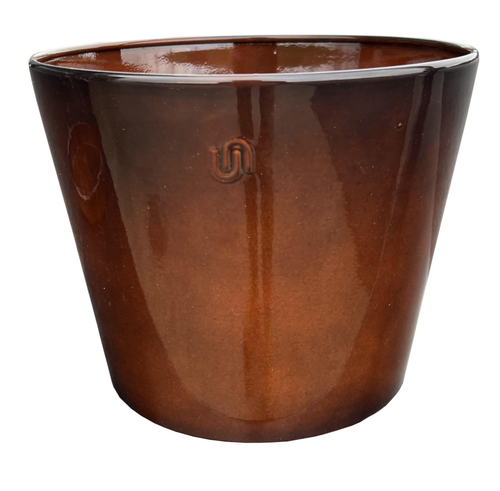 Visuel 1 du produit Pot évasé coloris marron en métal recyclé - 30,5 x 30,5 x 26 cm