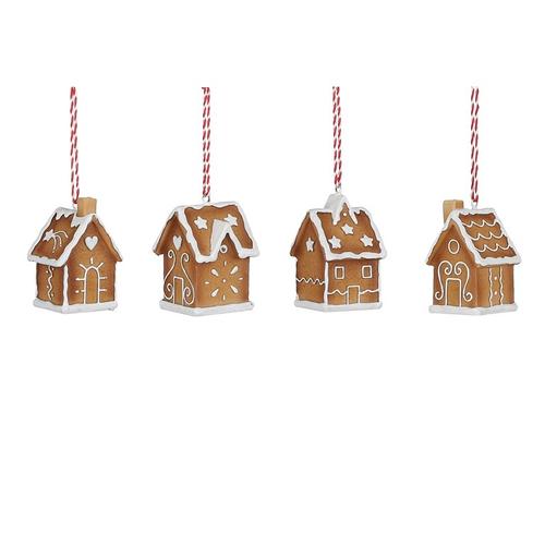 Visuel 1 du produit Maison en pain d’épices à suspendre en polyrésine marron - 4,5 x 4,5 x H 7 cm